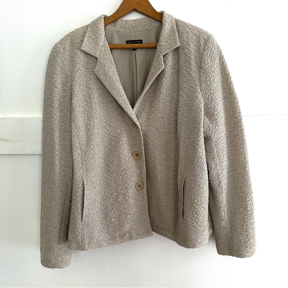 Eileen Fisher Porcini Cotton Ripple Blazer